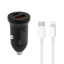 Slika od Auto punjac 30W USB-A + Type-C ulaz sa Type-C na Lightning kablom sivi