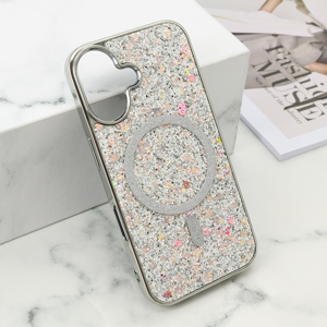 Slika od Futrola GLAM GLOW MagSafe za iPhone 16 (6.1) srebrna