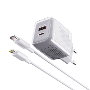 Slika od Kucni punjac Moxom MX-HC206 18W FAST PD 20W Type C na lightning sivi
